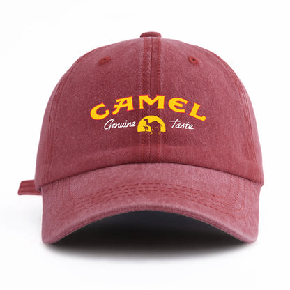 1pc CAMEL Print Washed Baseball Cap for Adults,Minimalist Retro Style Casual Soft Adjustable Dad Hat,Perfect As Gift