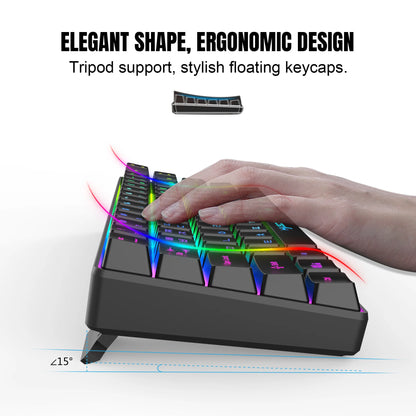 68 Keys Gaming Keyboard USB Wired Portable 20 RGB Backlight Korean Keyboard for Windows Laptops Computer