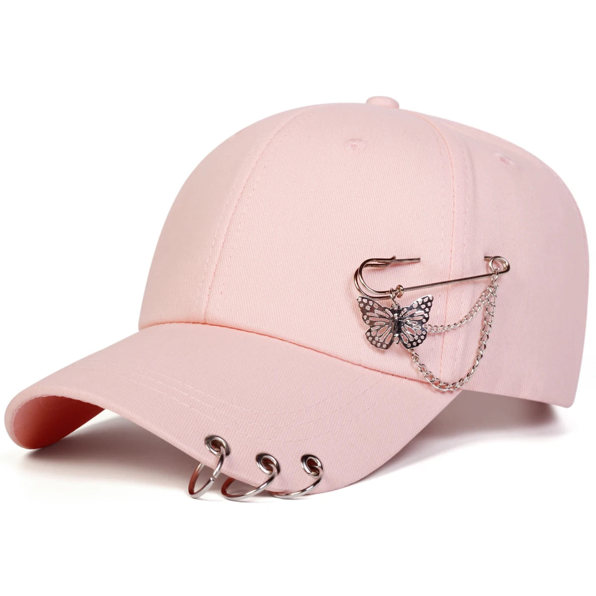 Cappellini da baseball unisex con anello a farfalla in ferro, per primavera e autunno, da esterno, casual e regolabili, cappellino parasole, cappellino sportivo