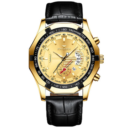 Reloj de pulsera de cuarzo de lujo BINBOND para hombre, luminiscente, resistente al agua, con fecha automática, de acero inoxidable
