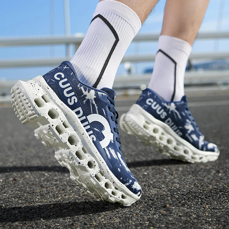 Men Sports Shoes Shock-absorbing Jogging Anti Slip Breathable Mesh Soft Soled Running Shoes Outdoor Fitness Lace Up Sports Shoes