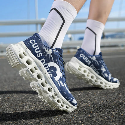 Men Sports Shoes Shock-absorbing Jogging Anti Slip Breathable Mesh Soft Soled Running Shoes Outdoor Fitness Lace Up Sports Shoes