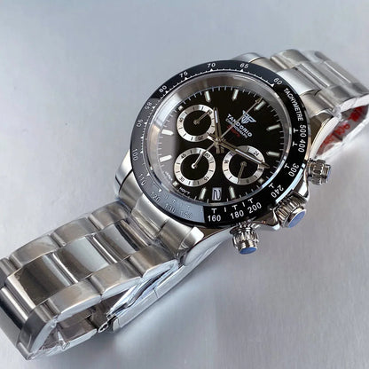 Luxury VK63 Men's Watch Quartz Movement Business Stop Watches 39mm Steel/Rose Gold Date Luminous Dial Fully Chronograph