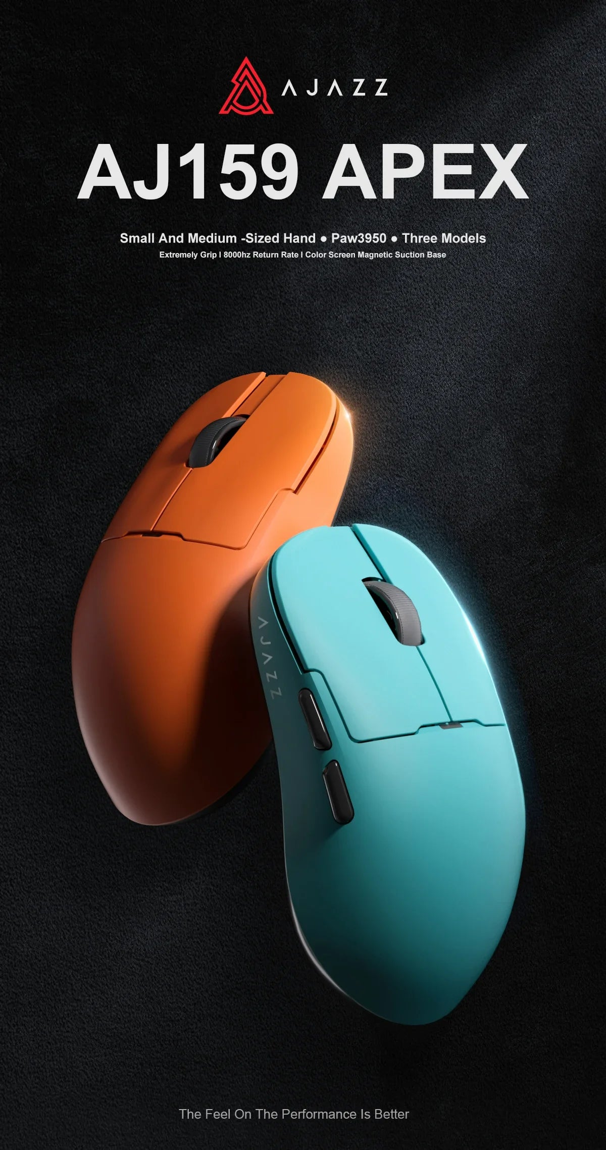 Ajazz AJ159 PRO/APEX Gaming Mouse 8000Hz Rebound Rate Paw3950 Color Screen Magnetic Stand AJ159P Office & Gaming