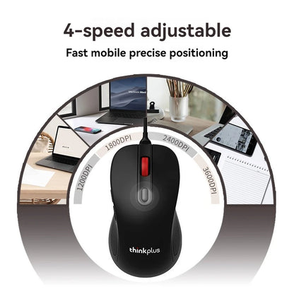 Original Lenovo Wired Mouse M10Pro USB Interface Driver-Free Gaming Office Simple Optical 6-Button Notebook Desktop Computer