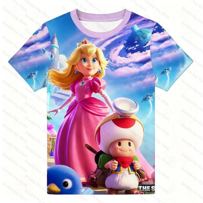 Japanese-Style Mario 3D Print T-Shirt for Kids & Adults, Multiple Designs Available, Casual Streetwear Short Sleeve Top