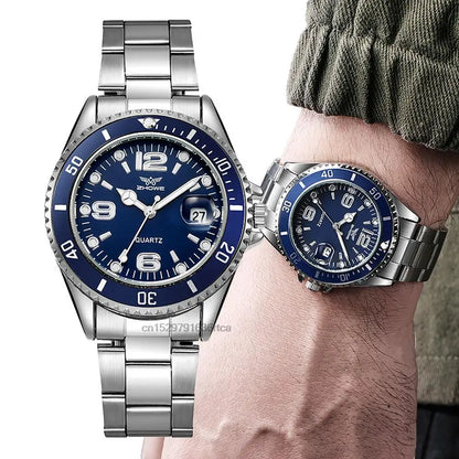 Relojes de lujo para hombre de acero inoxidable – Reloj de cuarzo con indicador de fecha, estilo profesional y deportivo, a la última