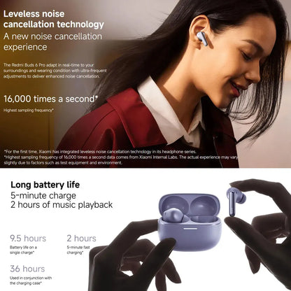 Xiaomi Redmi Buds 6 Pro Wireless Bluetooth Earphone, Hi-Res Audio with LDAC,Up to 55dB Active Noise Cancelling Wireless Earphone