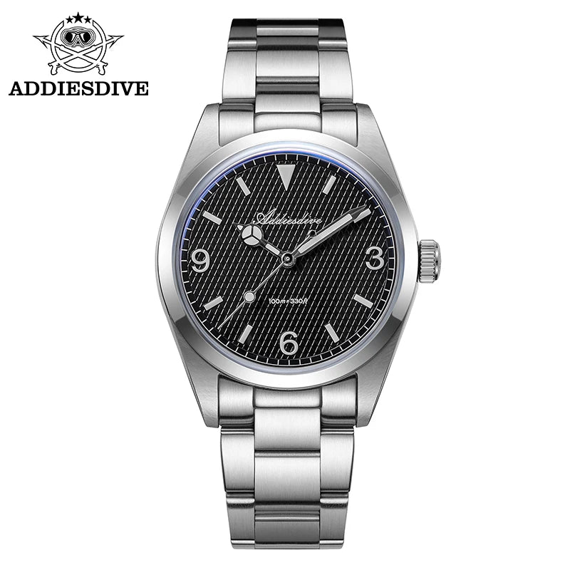 Reloj para hombre ADDIESDIVE – Caja de acero inoxidable 316L, resistencia al agua de 10 bares, esfera luminiscente, modelo AD2096 – Reloj de cuarzo de lujo