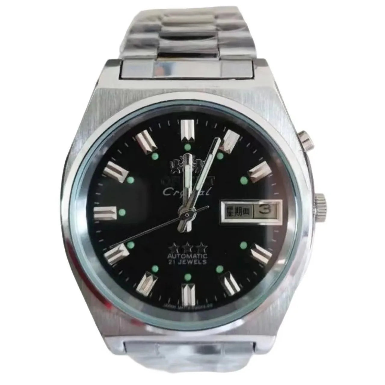 Unisex  Orient Mechanical Watch Steel Strap Folding Clasp Full Function World Time Watch Series 35MM