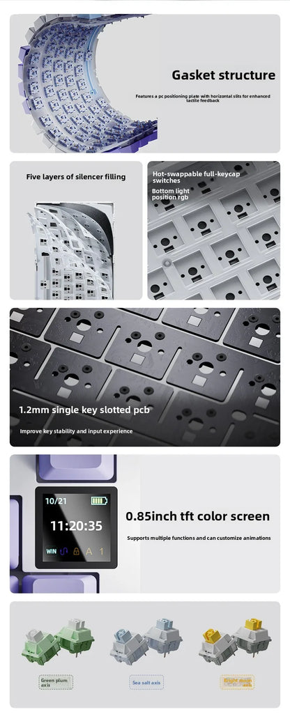 Ajazz AK820/AK820Pro gaming mechanical keyboard Bluetooth 5.1/Wireless/wired c custom keyboard with heat exchange sealed button