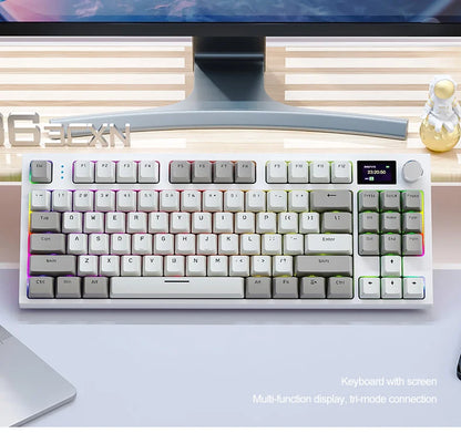 ATTACK SHARK K86 Mechanical Keyboard with Metal Knob,TFT Smart Color Screen,87-key Layout,RGB Lighting,and Three-mode Connection