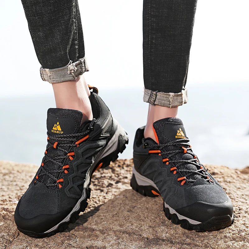 HIKEUP Scarpe da trekking in pelle di alta qualità, resistenti, da outdoor sportivo, da uomo, con lacci, per escursionismo, arrampicata e caccia