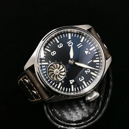 Reloj mecánico para hombre Hruodland 2025 nuevo, Seagull ST3620, piloto retro 43MM, luminiscencia Bgw-9, cristal de zafiro, turbina