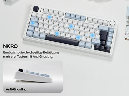 ISO-DE Layout EPOMAKER X AULA F75 75% German QWERTZ Hot-Swap Gasket Wired/Bluetooth/2.4G Wireless Mechanical Keyboard Knob/RGB