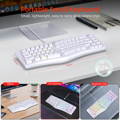 69 Key Wired Ergonomic Gaming Keyboard Keyboard Silent Irregular RGB Backlit Keyboard for Windows Linux Home Office Game PC