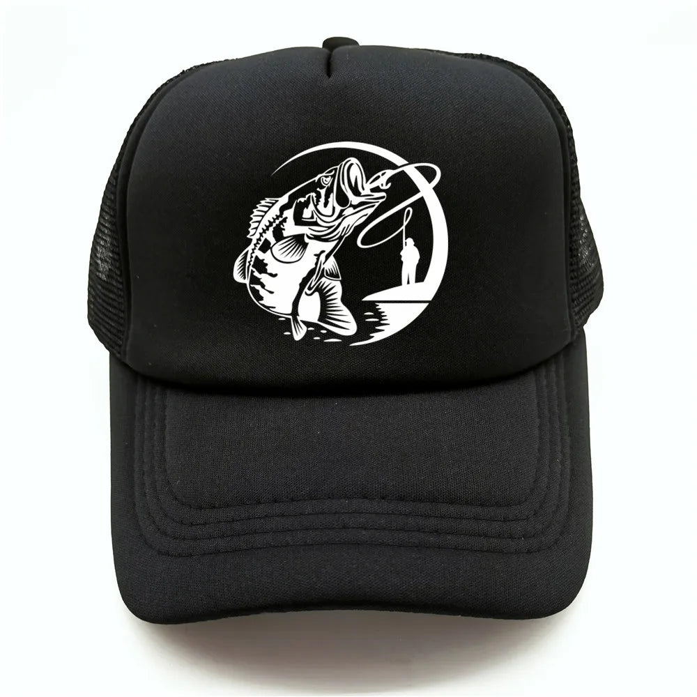 Fishing Skeleton Trucker Cap Summer Men Cool Fisherman Fishing Hat Baseball Cap Unisex Outdoor Mesh Net Caps MZ-238
