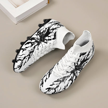 Chaussures de football pour adultes AG FG pour terrain ferme, crampons flexibles en PU à haute traction pour hommes, pour les matchs de football en extérieur et l'entraînement.