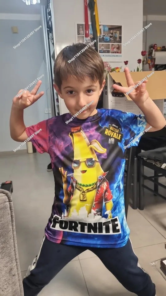 Children's Fortnite Anime Hoodie Men's Streetwear Hip-Hop Sportswear Casual Loose Fit Sweatshirt Outdoor Fashion