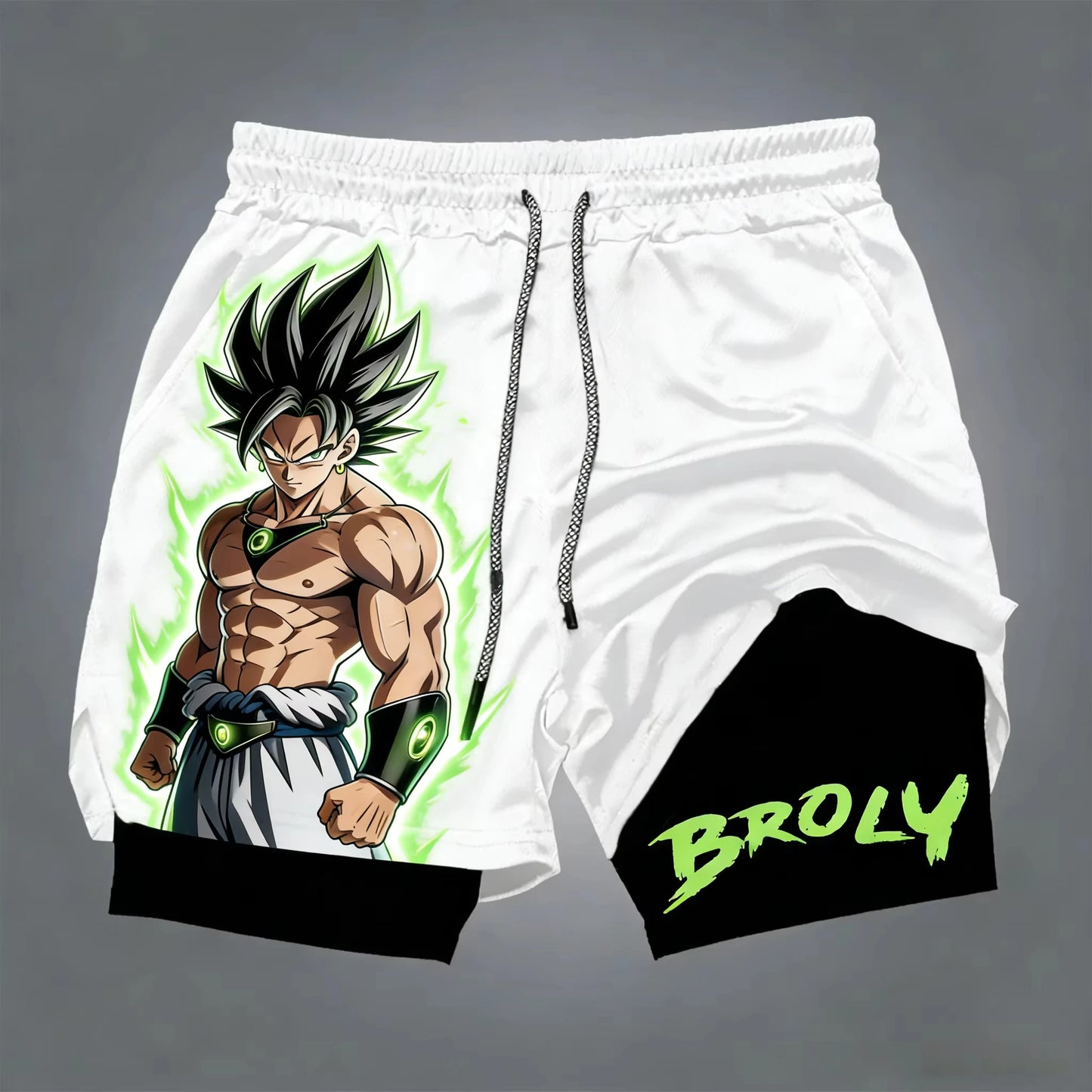Fashion Dragon Anime GOKU Peripheral Printed Double Layer Shorts Latest Spring and Summer Sports Men's Loose Breathable Pants