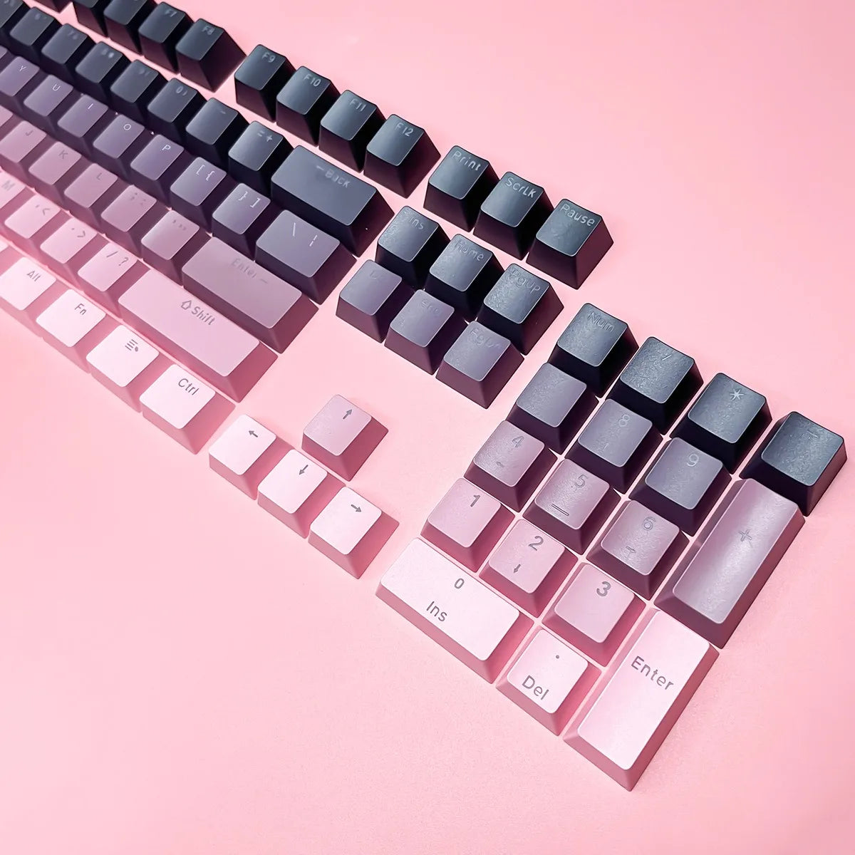 Black Pink Gradient Keycaps For Cherry MX Switch Mechanical Keyboard OEM Profile PBT Keycap Backlit RGB Gamer ISO Layout Key Cap