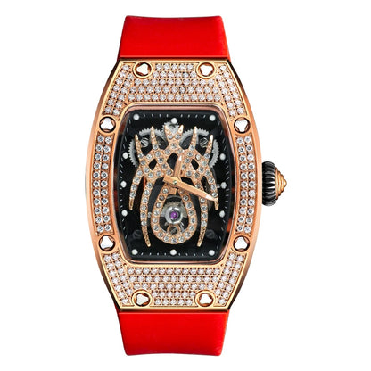 HANBORO Spider Collection Spider Ruby and Diamond Crafted Luminous Full Diamonds Luxury Women's Watch