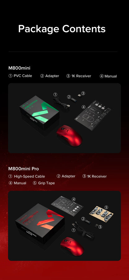 Delux M800mini Wireless Gaming Mouse, 46g Lightweight,PAW3395/PAW3311,1KHz Polling Rate for Small to Medium Hand PC Gamer