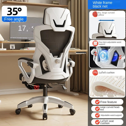 Ergonomic Reclining Seat, Comfortable Office Chair, Household Computer Chair, Student Dormitory, Gaming Chair with  Footrest
