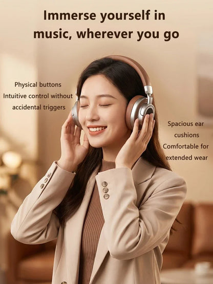 Casque Bluetooth Lenovo rétro, supra-auriculaire, avec boutons physiques, casque sans fil, coussinets d'oreille spacieux, écouteurs stéréo pour les trajets quotidiens.