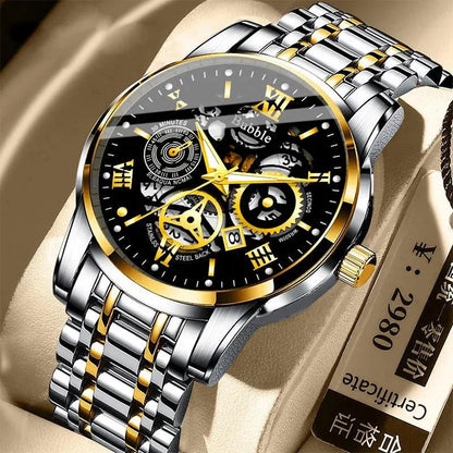 Reloj para hombre UTHAI L93: estilo moderno, lujo asequible y versátil; mecanismo de cuarzo, pantalla luminiscente, resistente al agua, esfera calada con números romanos.