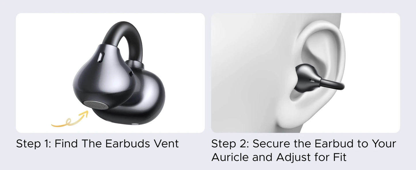 UGREEN ClipBuds Open-Ear Wireless Headphones Bluetooth 6.0 with 4 Mic Clear Call, Earbuds Clip on Earphones 30H Playtime