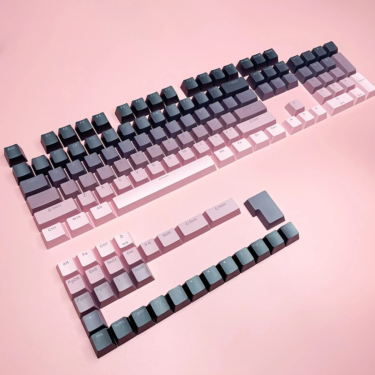Black Pink Gradient Keycaps For Cherry MX Switch Mechanical Keyboard OEM Profile PBT Keycap Backlit RGB Gamer ISO Layout Key Cap