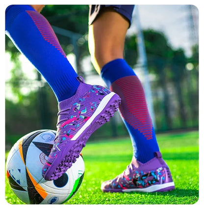 Chaussures de football à pointes longues pour hommes, chaussures de sport d'intérieur, chaussures de football professionnelles, chaussures souples respirantes unisexes, livraison directe