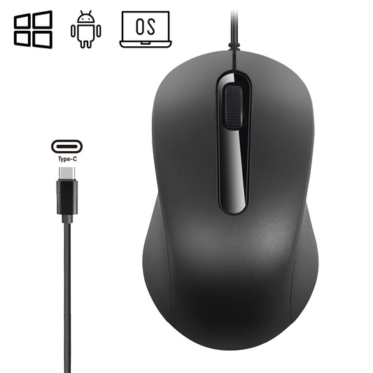 Silent 3D Mouse - Ergonomics Optical Mice 1000DPI For PC Laptop MacBook Tablet Phone, For Windows/MacOs/Android, USB-C