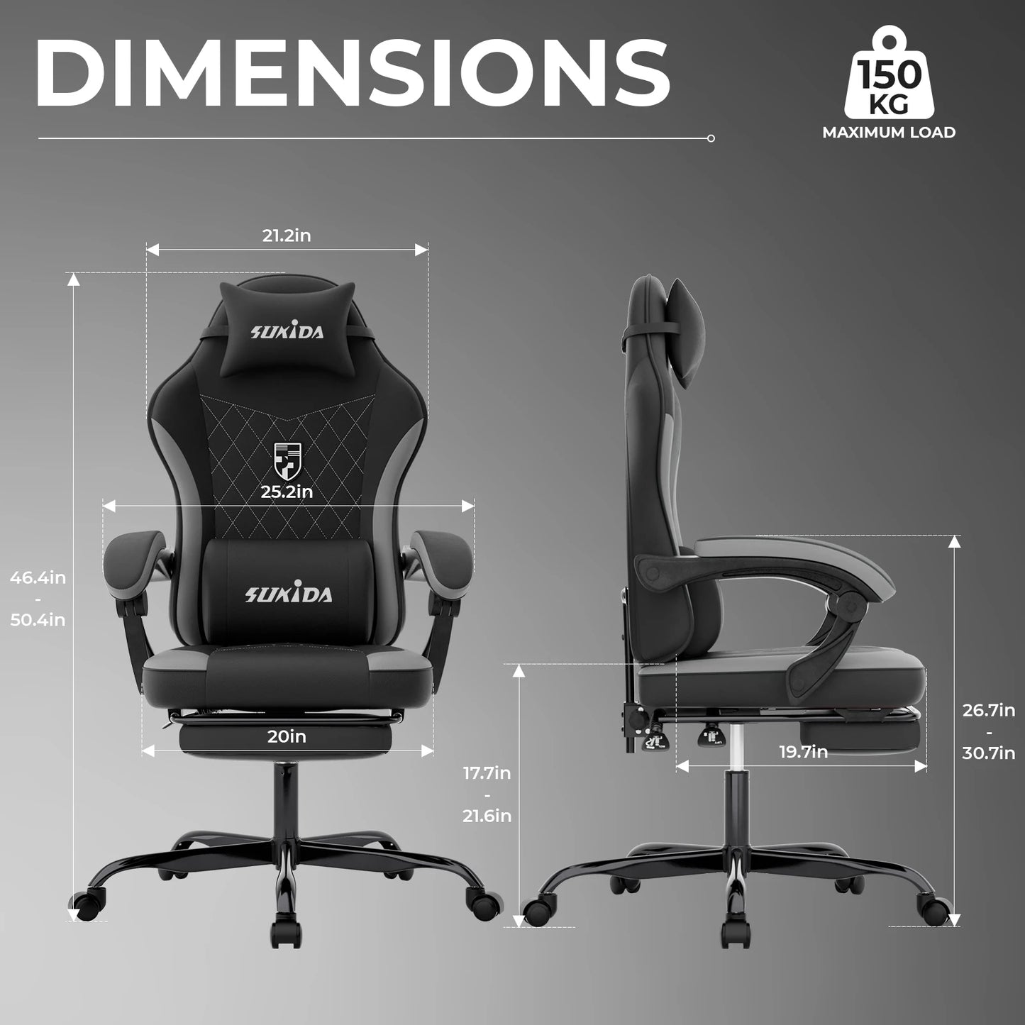 SUKIDA Gaming Chair High Back Ergonomic Computer Chair With Footrest Reclining Adult Comfortable Office Chair ﻿