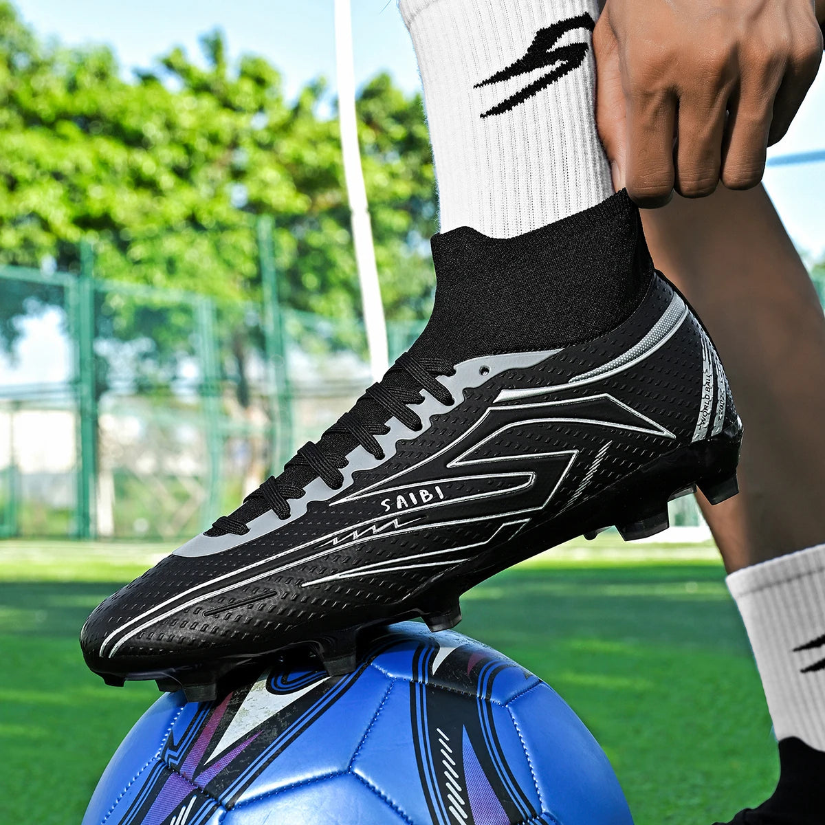 Chaussures de football AG/FG pour enfants et jeunes, chaussures d'entraînement, tige en tissu PU, semelle en TPU, antidérapantes, résistantes à l'usure, pour terrain de sport en herbe naturelle