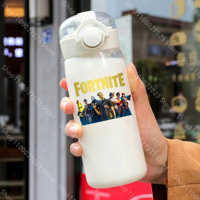 400ML Fortnites 18CM Straw Cup for Adult Boys Girls Cute Water Cup Cartoon Students Drop-Resistant Water Bottle Portable Gifts