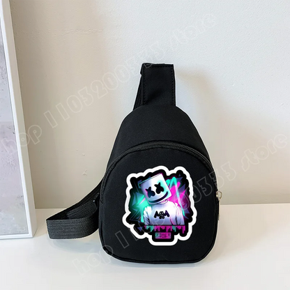 Fortnite Umhängetasche mit Game-Print für Kinder, Mini-Brusttasche, klassische schwarze Schultertasche und Geldbörse, geeignet für Schule und Outdoor-Aktivitäten