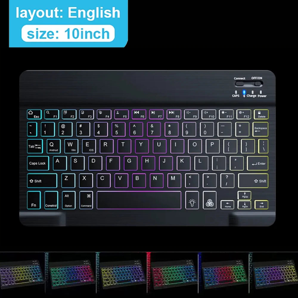 Mini Backlit RGB Bluetooth Wireless Keyboard 2.4G Mouse For Tablet Cell Phone Windows Android iOS Ultra Light Slim iPad Keyboard