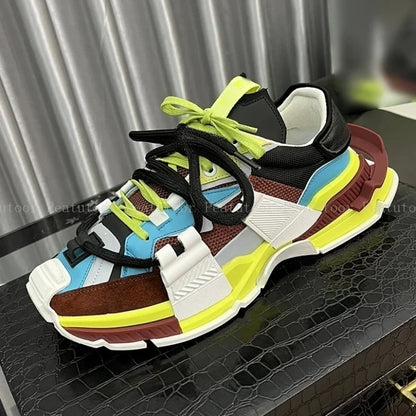 Size 35-46 Women Men Sports Shoes High Quality Patchwork Casual Sneakers Lace Up Fashion Platform Sports Running Shoes Hot
