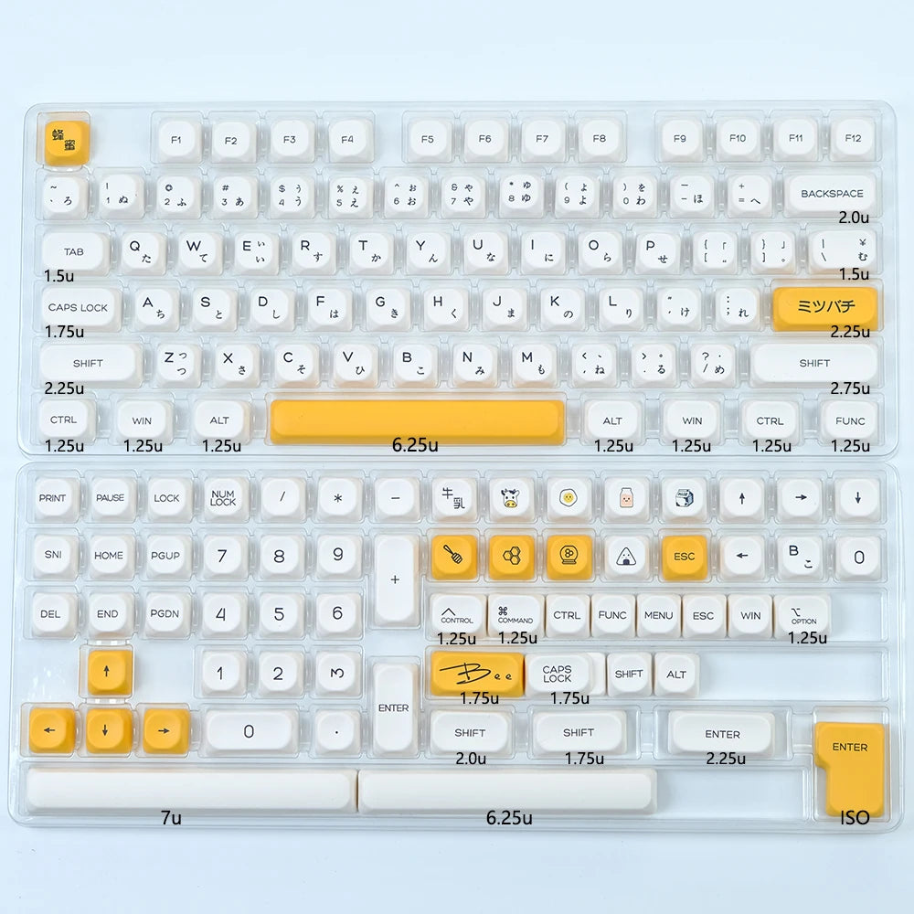 KBDiy KOA  Profile PBT Honey Milk Keycaps Russian Korean Japanese 137 Keys Caps for Mechanical Keyboard Keycap MAC for MX Switch