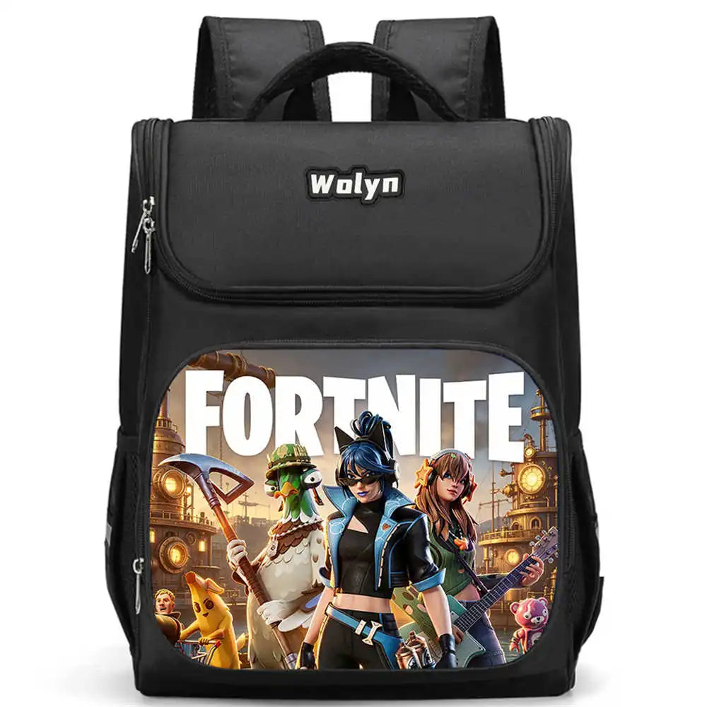 School Backpack With Multi Compartment ,Large Cartoon Fortnite School Bags For Boys & Girls,Durable Child Backpack For Aged 5-10
