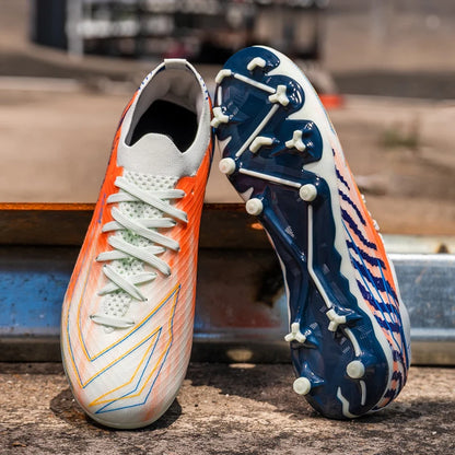 Chaussures de football pour hommes AG FG pour terrain ferme, en matériau PU léger, avec crampons renforcés, pour adultes, pour entraînements de football en extérieur et compétitions.
