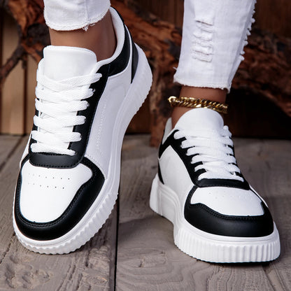 ZERJER Baskets unisexes, nouvelle collection, grandes tailles, chaussures de sport rétro classiques pour hommes, chaussures de skate, chaussures de tennis blanches à semelle épaisse, couleur unie
