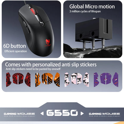 2026 Wired Gaming Mouse Cute Personalized Anti Slip Sticker 6-Key Office Mouse Suitable For Desktop And Laptop Computers NEW HOT