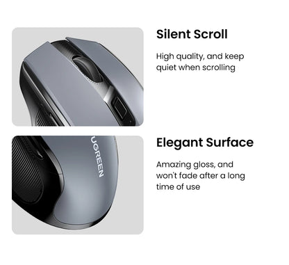 UGREEN Mouse Wireless Ergonomic Mouse 4000 DPI Silent 6 Buttons For MacBook Tablet Laptop Mute Mice Quiet 2.4G Mouse