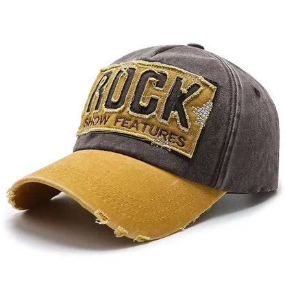 Wysokiej jakości bawełniana czapka baseballowa z haftowanym napisem ROCK dla mężczyzn i kobiet, snapback, sportowa czapka przeciwsłoneczna outdoor