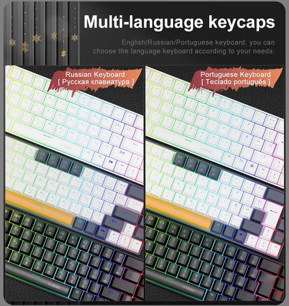 E-YOOSO Z686 RGB USB 60% Mini Slim Mechanical Gaming Wired Keyboard Red Switch 68 Keys Russian Brazilian Portuguese for Compute