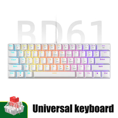RGB Teclado mecanico branco 60% mechanical keyboard gaming white clavier gamer blanco tecla key board black pc keyboards