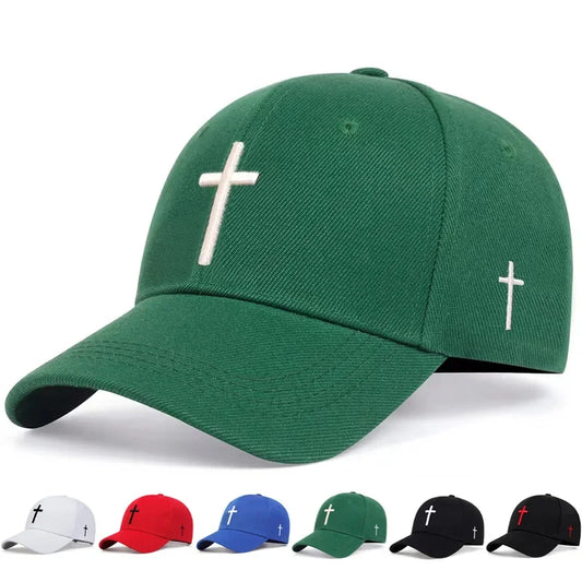 Unisex Cross Embroidery Baseball Caps Outdoor Adjustable Spring and Autumn Casual Sunscreen Hat